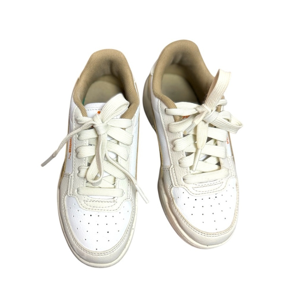 PUMA White & Tan Sneakers Youth Size 13C | Style 398021-01